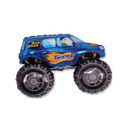 Balon foliowy wypełniony helem o długości 61 mm, producent Flex Metal „TWISTER Machine” (niebieski),
