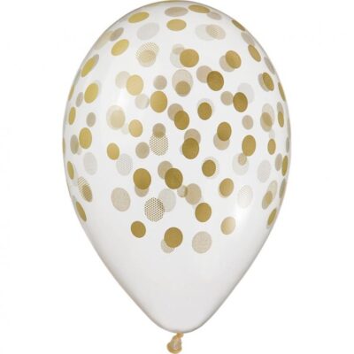 Balony Konfetti złote przezroczyste z helem w Elblągu