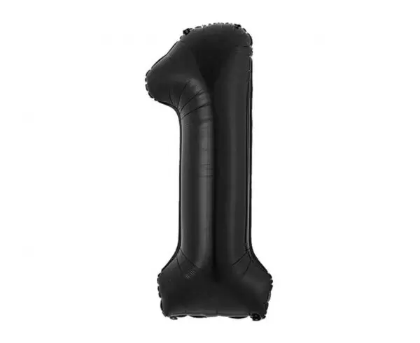 Balon foliowy cyfra 1, wypełniony helem, kolor czarny matowy, wymiar 85 cm