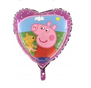 Balon foliowy serce Świnka Peppa, napompowany helem