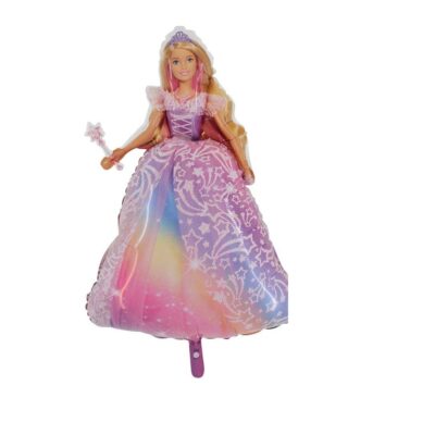 Balon foliowy wypełniony helem Barbie tęczowa