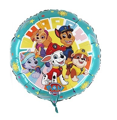 Okrągły balon foliowy Psi patrol miętowe kółko napompowany helem
